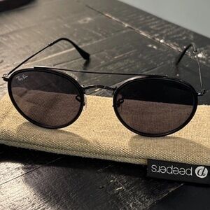 Ray-Ban Sunglasses RB3647N Round Double Bridge Black Frame Gray Lenses